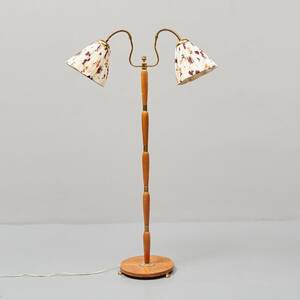 Golvlampa, trä mässing