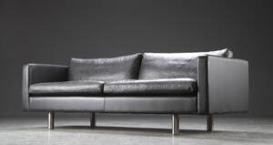 3-personers sofa af sort læder