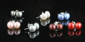 Cultured fresh water multicolour pearls earrings 14.