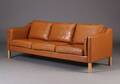 Dansk møbelproducent, 3-prs sofa, cognacfarvet skind