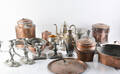 Samling koppar och tenn m  m, ca 26 delar. 26