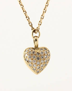 Hjerteformet vedhæng 14 kt. guld prydet med brillanter 2