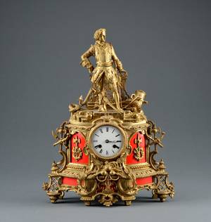 Napoleon III kaminur af forgyldt bronze
