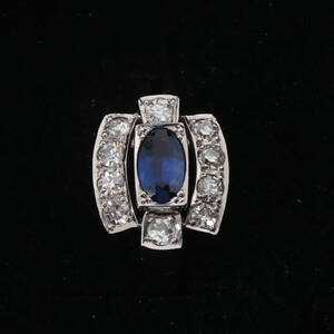 DIAMANT OCH SAFIRRING, 18k vitguld