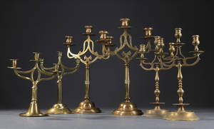 Tre par kandelabre, messing. 20. årh. 6