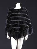 Poncho af strikket mink og skind - scanblack. Str. S