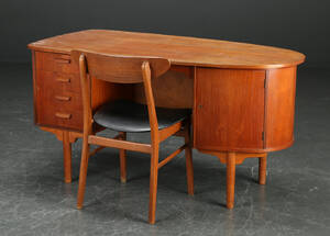 Skrivebord og stol af teak, 1950erne, dansk møbelproducent 2
