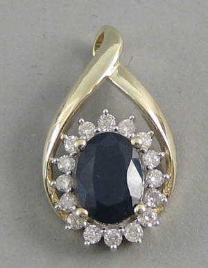 Safir- og diamantvedhæng