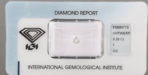 1 Loose Brilliant-cut Diamond 0.26ct.IGI Certificate included.