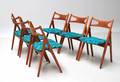 Hans J. Wegner 1914-2007. Sæt på seks savbukkestole i teak, model CH-29. 6