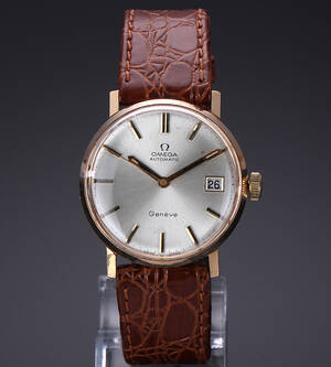 Omega Genéve. Automatisk herreur i 18 kt. guld med dato, ca. 1973 Denne vare er sat til omsalg under nyt varenummer 4525309