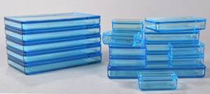 Holmegaard - Thurø opbevaringsbokse i turkisblåt glas. Formgiver Rauff  Møldrup. 18