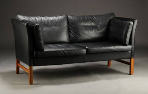 Dansk møbelproducent, 2 prs. sofa, sort skind