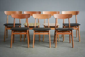 Dansk møbelproducent. 7 stole af teak  bøg, 1960erne 7