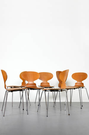 Arne Jacobsen, stolar i teak modell 3101 Myran 7