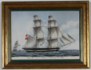 Porcelæns maleri danske Skibsportrætter af Jacob Petersen 1774-1855