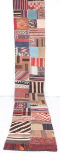 Orientmatta, flatvävd, Patchwork, 448x78 cm