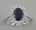 Safir og- brillant ring