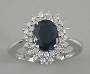 Safir og- brillant ring