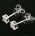 Earrings in 9k with  princess cut diamonds 0.30ct 