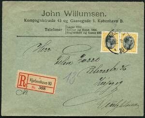 AFA 104 1918. Christian X, 35 Øre, gulsort par 