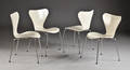Arne Jacobsen 1902-1971. Fire syver-stole, hvidlakerede, model 3107. 4