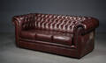 Chesterfield, 3-pers. sofa, brunt læder