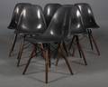 Charles Eames Sæt på seks skalstole, DSW, mat sort overflade 6
