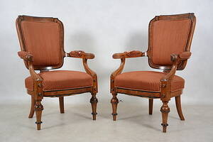 KARMSTOLAR, 1 par, nyrenässans, 1800-tal.