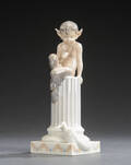  Royal Copenhagen. Figur af porcelæn, Faun på piedestal