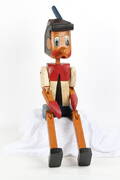 Pinocchio. Figur i Balsa træ , H. 84 cm