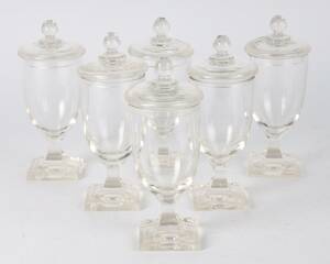 Seks lågglas med firesidet fod 6