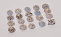 20 Charlotte Borgen beads i sterling sølv med glasdekor i lilla nuancer 20