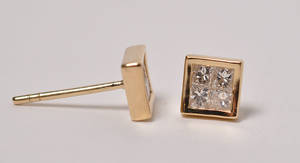 Par ørestikker med princesscut brillianter, ca. ,30 ct