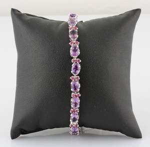 Silver Amethyst  Ruby Bracelet. 9.52ctA - 0.40R