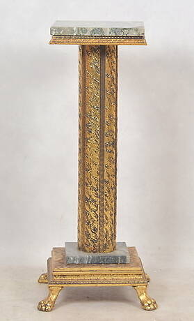 PIEDESTAL, bronserat trä och marmor, 1900-tal.