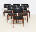 Erik Buch Et sæt på seks stole med stel af teaktræ. 6