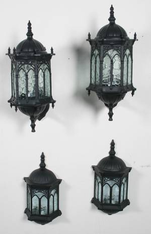 Væglanterner 4 stk i gothisk stil, monteret til el 4