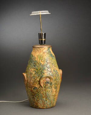Kähler. Stor vase bordlampe af lertøj
