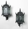 Store væglanterner til elgothisk stil, sort metal, 2 stk.