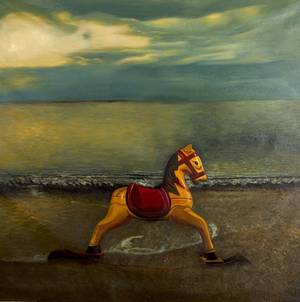 Oidentifierad konstnär, Gunghäst, 150x150 cm