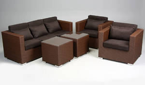 Havemøbler. Loungemøblement, sofa, Brun polyrattan 5