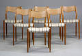 N.O. Møller 1920-1982 Seks stole af egetræ, model 716