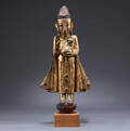 Stående Buddha af træ, Thailand, 18001900-tallet 