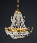 Lysekrone med prismer, messing, 1900-tallets 2. halvdel