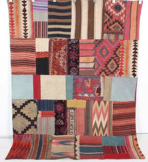 Orientmatta, flatvävd, Patchwork, 200x150 cm