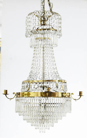 Ljuskrona med prismor 4 ljusarmar