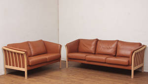 Dansk møbelproducent Tre og to pers. tremmesofa i bøg 2