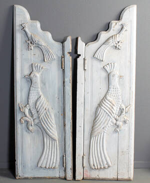 To halvdøre  svingdøre  salondøre af massiv bemalet træ, 1900-tallet 2