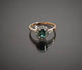 Ring i 18 k guld turmalin diamanter